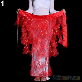 

Bluelans Belly Dance Mesh Sequins Waistband Hip Scarf Wave Costume Dancewear Waist Chain
