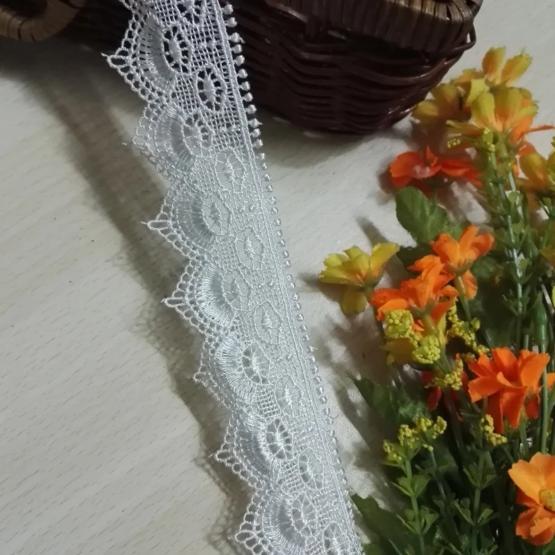 2 ярдов Белый Черный Вышивка кружевной отделкой ленты DIY одежды головной убор Свадебные оберточная ткань материалы