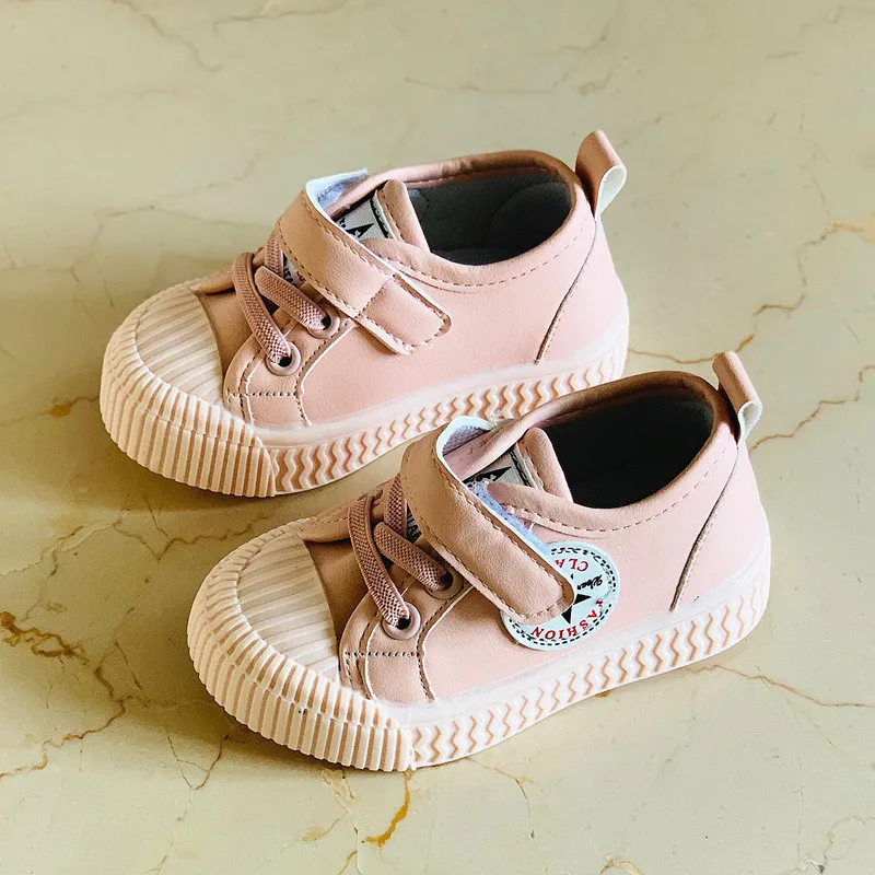 Модная детская повседневная обувь девочек от 1 года до 5 лет, для мальчиков и девочек туфли на плоской противоскользящей подошве; для новорожденных; мягкая спортивная обувь для детей спортивная обувь - Цвет: Розовый