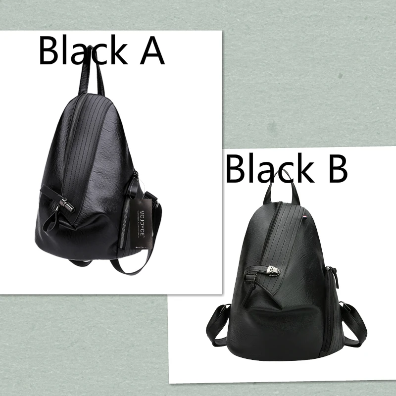 2019 mujeres de la cremallera de cuero de la PU de mochilas para chicas de viaje de la escuela bolso mujer bolsos sólidos Mochila femenina, saco un Dos