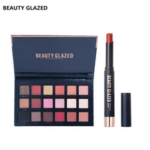 Красота глазурованная Макияж Набор 18 цветов Палитра теней для век с матовым набор из помад щеки Блеск Алмазный пигмент мерцающий