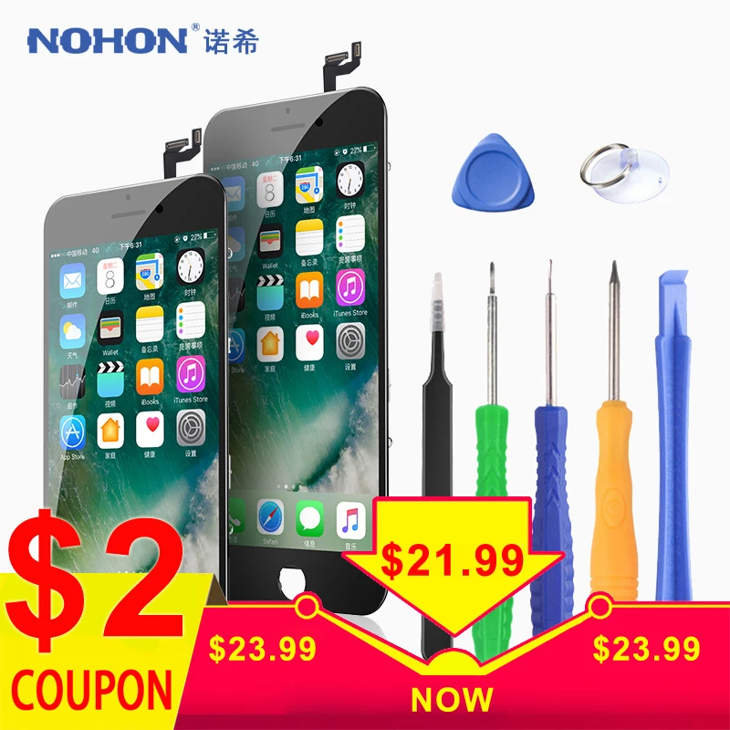 Продажа Оригинальный NOHON ЖК дисплей для iPhone 6 6S 7 8 Plus экран в сборе с рамкой 3D дигитайзер дисплей 3D Force Мобильный телефон font b lcd b font s