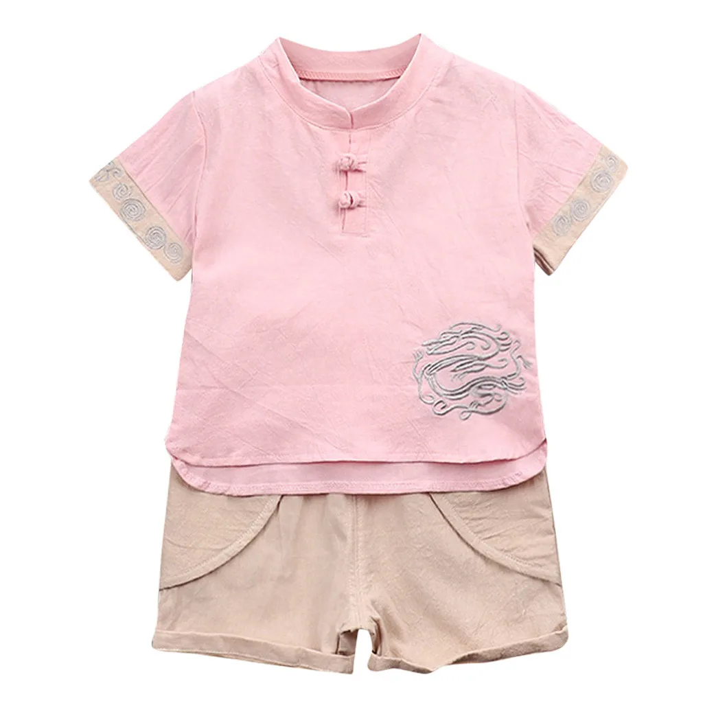 

Toddler Baby Boys Clothes 2019 Summer Chinese Style Tang Suit Vintage Style T-Shirt+Shorts Child Boy Outfits Set 1 2 3 Years