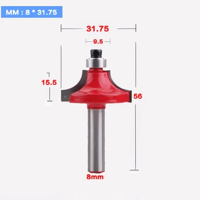 8 мм хвостовик круглый над бисероплетением фреза для отделки кромки бит-1/", 3/8", 1/" Радиус прямой концевой фрезы триммер очистки заподлицо - Длина режущей кромки: 8mm X 31.75mm