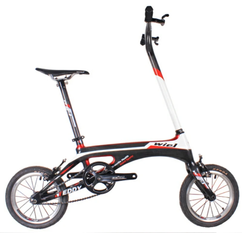 Best WIEL  Carbon Fiber BMX Bike Carbon Frame/Seat post/handlebar 14" Bike Mini Compact City bicycle 6.3kg 1