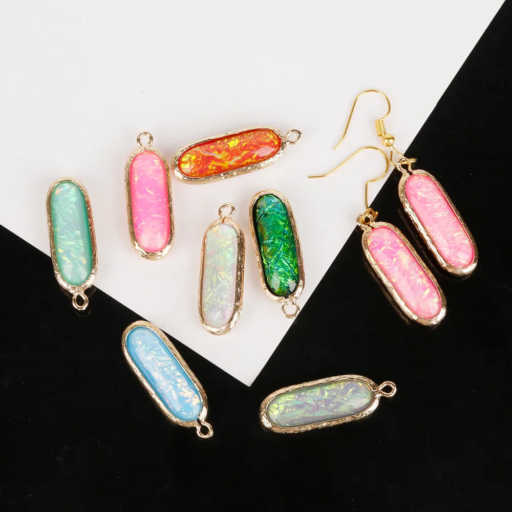 

2pcs/lot 10*26mm Double Side Bright Charms Pendants For Woman Earring Necklace Making DIY Fashion Jewelry Findings