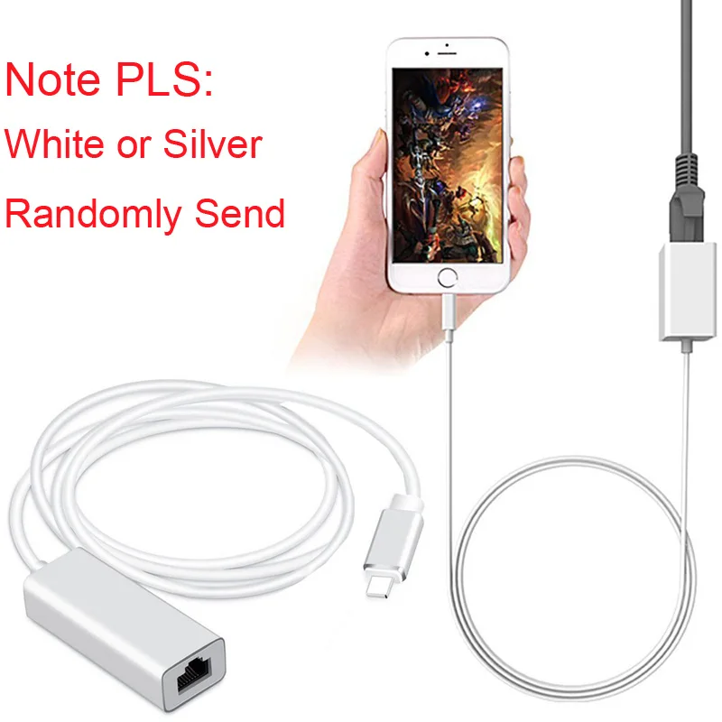 1M White or Silver IOS Ethernet сетевой адаптер для iPhone 11 Pro PRX XS MAX XR 6 7 8 Plus и iPAD Телефон RJ45 LAN Карта проводной кабель зарядного устройства - Цвет: 1M White or Silver