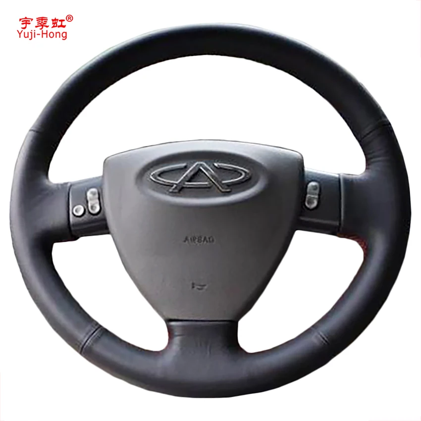 

Yuji-Hong Genuine Cow Leather Car Steering wheel Covers for Chery A3 2008 2009 Hand-stitched Steering Natrual Leather Cover
