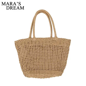 

Mara's Dream 2019 New Solid Color Rattan Bag Beach Holiday Shoulder Bag Hand-woven Handbag