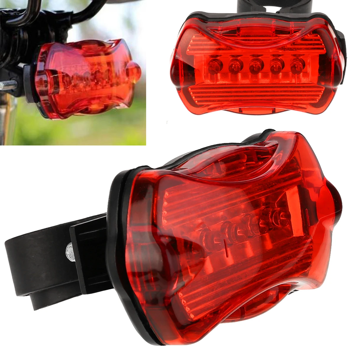 1Pcs 5LED Bicycle Cycling Tail Rear Light Bike Red Taillight Lamp Safety Warning Bike Bicycle Accessories