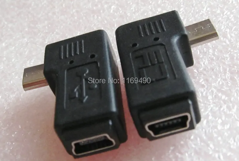 

1pair micro usb male left + right angle 90 degrees to mini usb 5pin female adapter connector for cable etc. , Free shipping