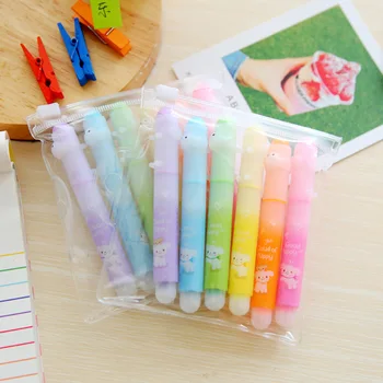

10lot 6 pcs/lot Cute Kawaii 6 Color Mini Rainbow Highlighter Pen Stationery Sets Office School Supplies Gift Korean Student