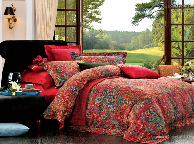 1200 Thread Count Egyptian Cotton Sheets Long Staple 4 Piece 1200 Thread Count Egyptian Cotton Sheets Long Staple 4 Piece Set Satin Print Bedding Red Black Duvet Cover