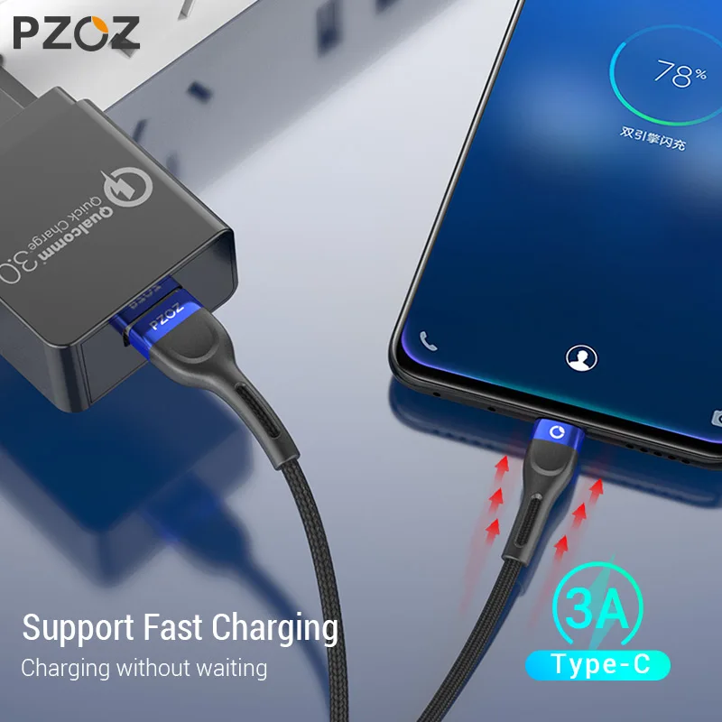 PZOZ usb c cable type c cable Fast Charging Data Cord Charger usb cable c For Samsung s21 s20 A51 xiaomi mi 10 redmi note 9s 8t 2