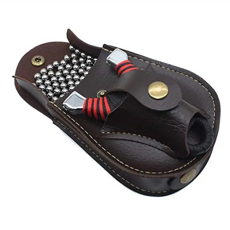 

Hunting Handmade Leather Steel Balls Bag Catapult Slingshot Waist AMMO Bag Mud Ball Pouch