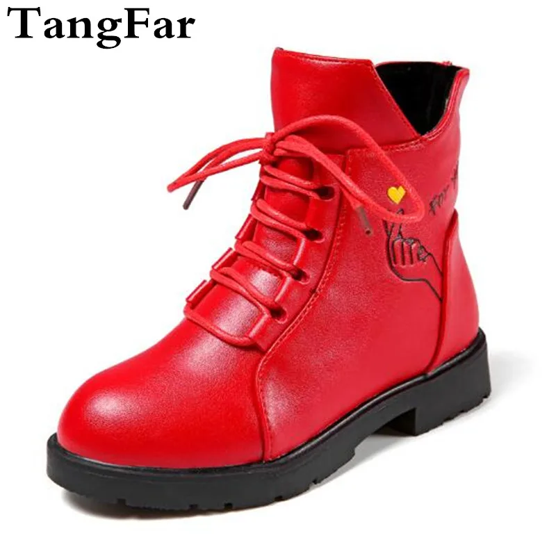 

Children's Boots Princess 2018 New Girls Lacing Up Plus Fleece Ankle Boot British Waterproof Kid Thick Snow Boots