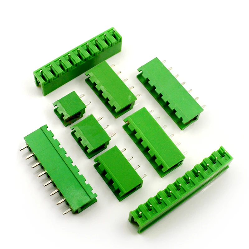 100pcs  Plug-in Terminal Block Connector 5.08MM Open Straight Needle Seat Green Copper Environmental Protection 2P-16P