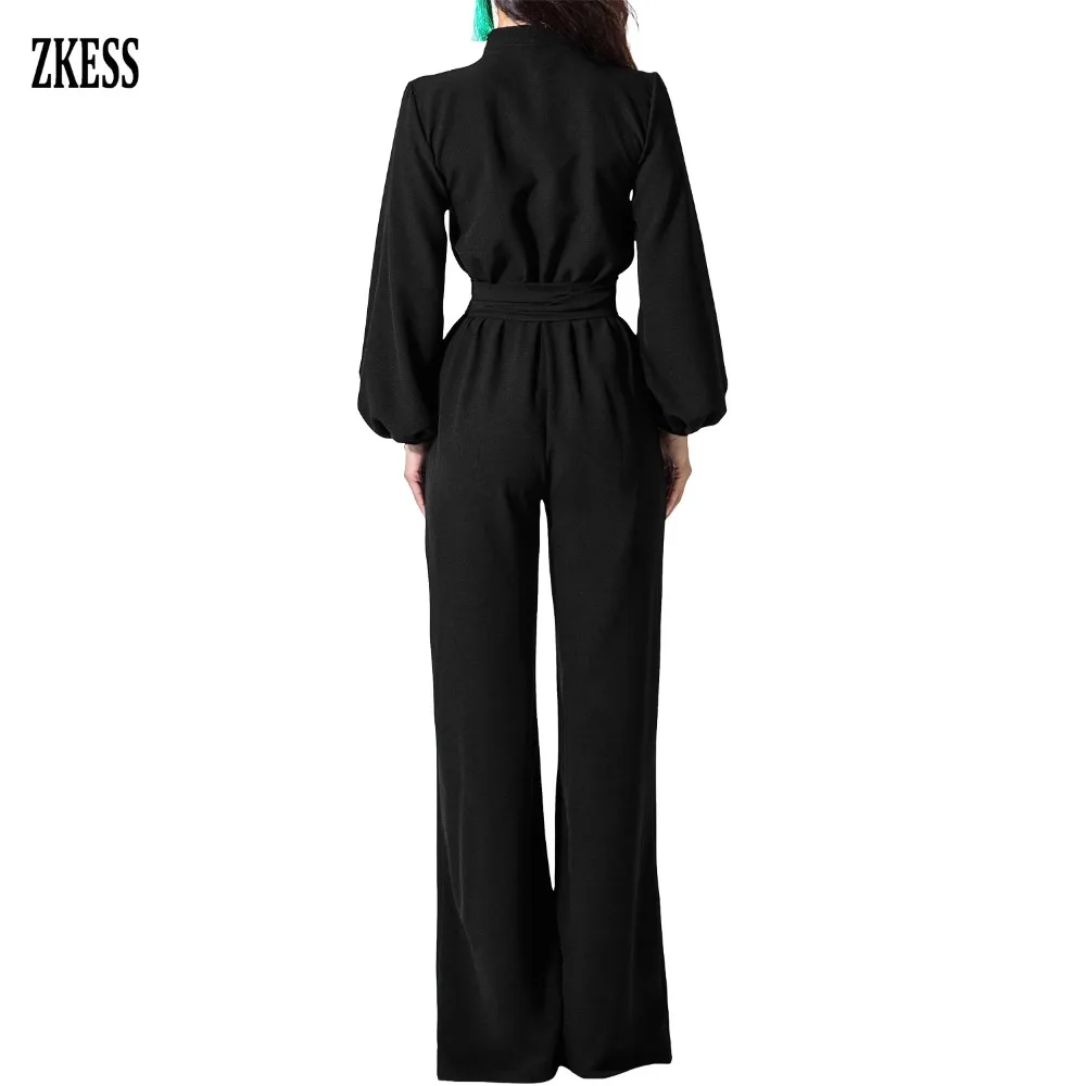 Black-Lantern-Sleeve-Belted-Wide-Leg-Jumpsuit-LC64468-2-2