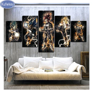

5pcs/set DIY Diamond Painting Dragon Ball Vegeta Anime Full Square Round Diamond Embroidery Mosaic Pictures Of Rhinestones icon