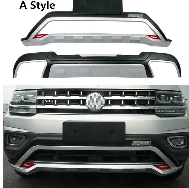 Для Volkswagen/VW teramont, бампер Защитная Высококачественная тарелка ABS передняя+ Задняя Авто Автомобильные аксессуары - Цвет: A style