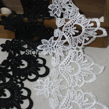 

White Black Polyester Crochet Scallop Lace Trim Embroidered Net Home DIY Applique Ribbon Sewing Craft Free Shipping 15yards