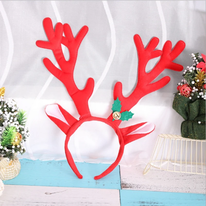 Рождественская пряжка украшение колокольчик большие рога Рождественская повязка на голову садовая Праздничная Косплей Костюмы Аксессуары