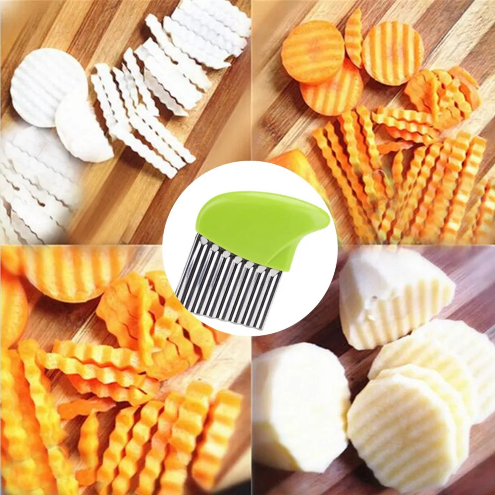1pc Potato Wavy Cutter Knife Stainless Steel Blade French Fry Cutters Fruit Vegetable Potato Peeler Kitchen Cooking Tools Gadget