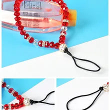 Наручный ремешок для телефона, ремешок с кристаллами и жемчугом, портативный чехол для телефона, веревка для карт, веревка для iPhone 22 см