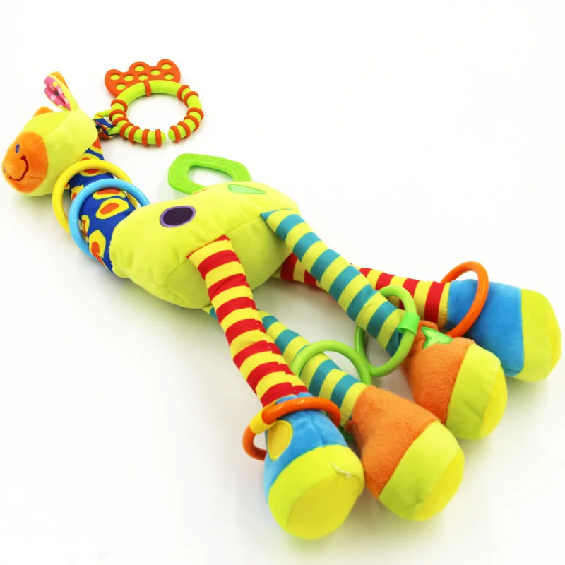 Плюшевая детская развивающая мягкая игрушка в виде жирафа, колокольчики, погремушки с ручками, горячая Распродажа, детская игрушка-прорезыватель