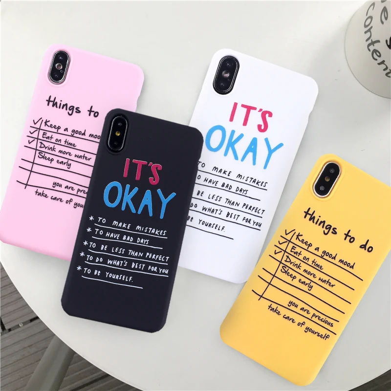 

GYKZ Funny Graffiti Letter Quote Fitted Case For iPhone XR XS MAX X 7 8 6 6s Plus Candy Color Soft Silicone Phone Cover Fundas