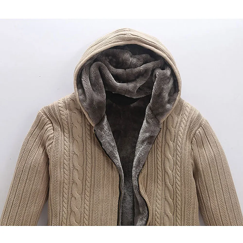 Casual Faux Fur Lining Knitted Sweater 
