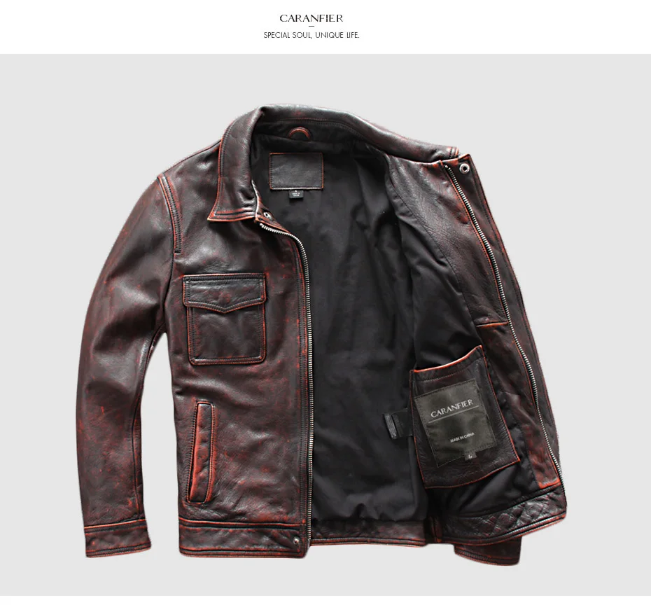 HTB1GSB8Xbj1gK0jSZFOq6A7GpXab CARANFIER DHL Free Shipping Mens 100% Cowhide Genuine Leather Jacket High quality old retro motorcycle leather jacket 3XL
