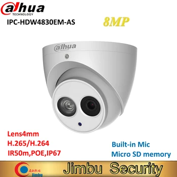 

Dahua 8MP 4K IP camera IPC-HDW4830EM-AS H.265 IR Eyeball POE Built-in Mic camera IP67 Metal body fixed lens4mm security camera