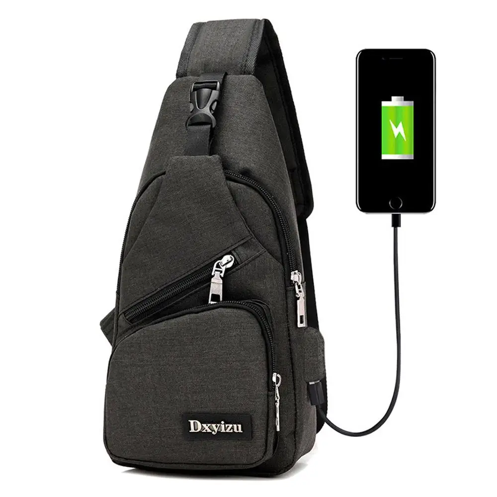 Black Новая Anti-Theft Дизайн многофункциональный груди пакет с зарядка через USB Порты и разъёмы Унисекс Путешествия полиэстер Сумки через плечо слинг Сумки на плечо - Цвет: Black