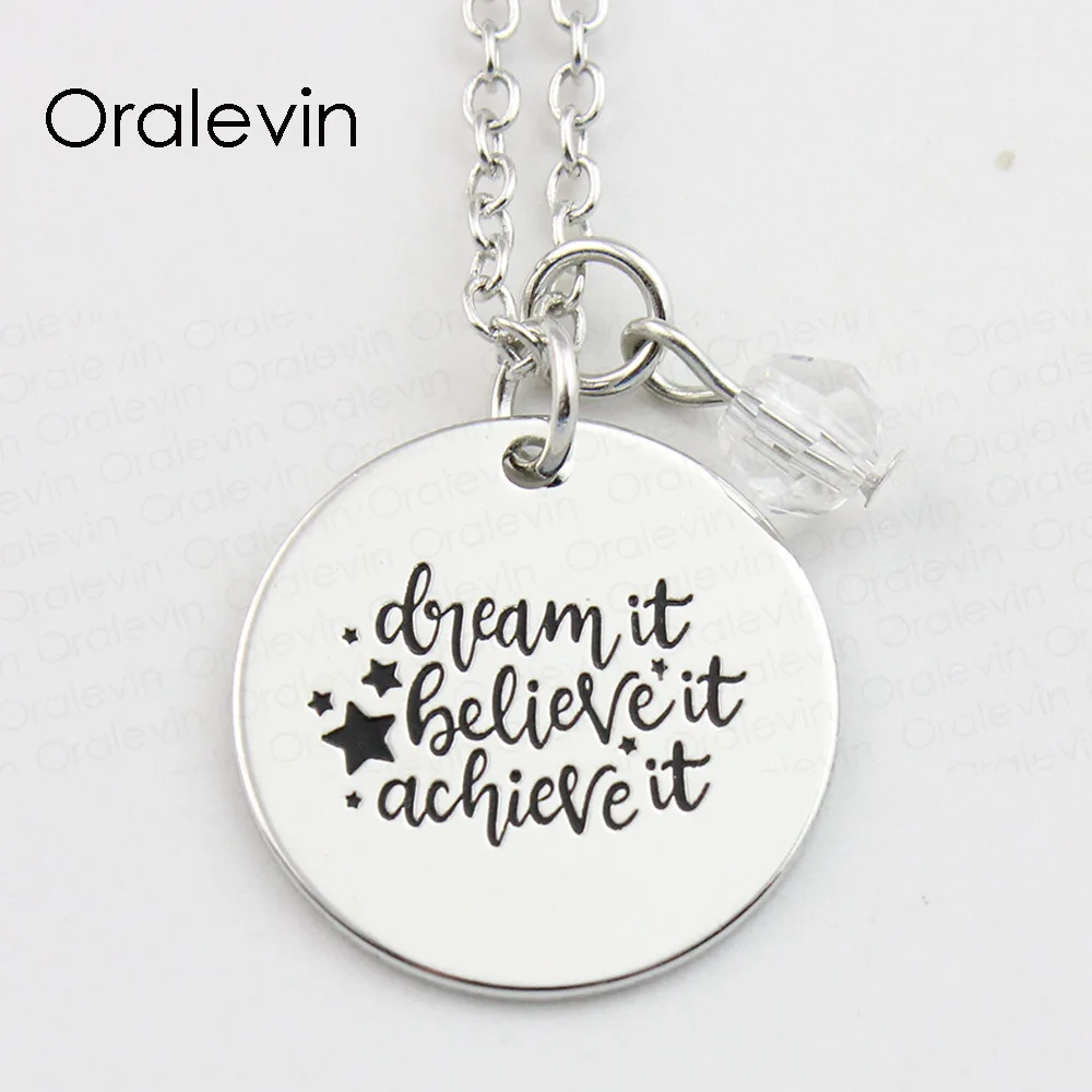 DREAM IT BELIEVE reach Inspirational штампованный вручную кулон на заказ ожерелье Подарочные
