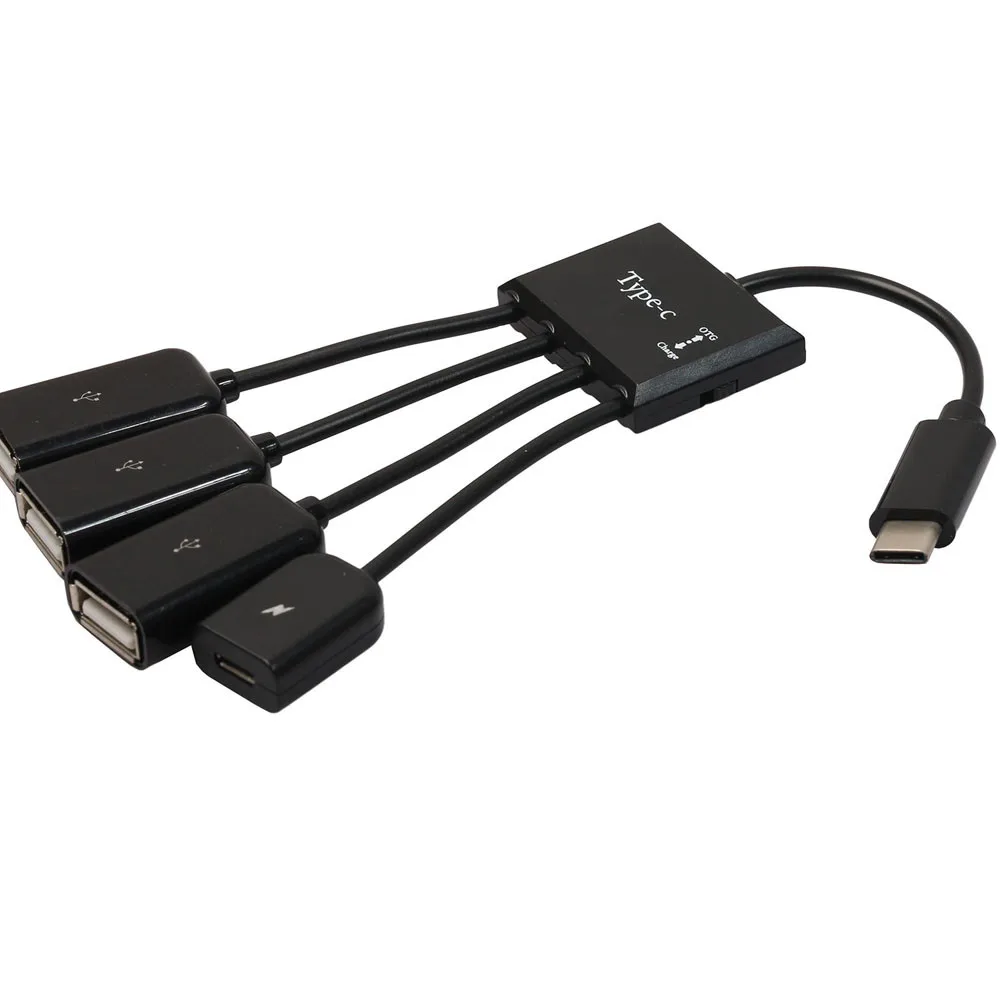 

19cm Multiple OTG 4 Port Type-C USB Power Charging Hub Cable Connector Adapter USB 3.1 Type C Hub to 4 USB 2.0 Port HUB2.91 #M