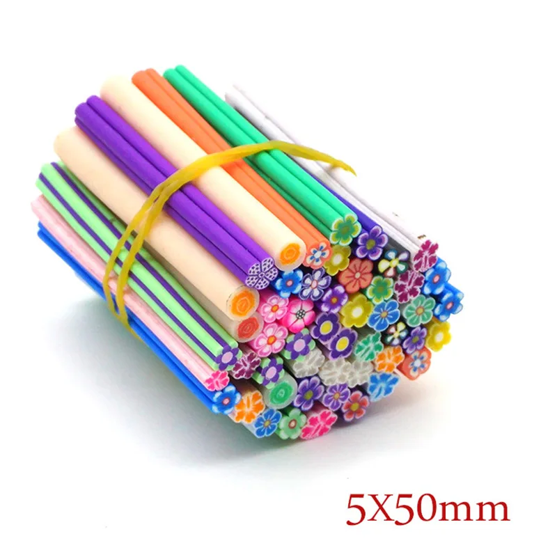 

50pcs 3D Nail Art Fimo Canes Stick Rods Polymer Clay Stickers Decoration DIY