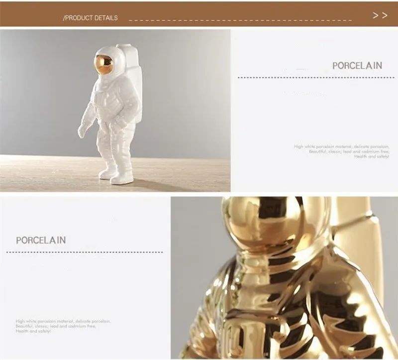 Золотая скульптура космонавта, модная ваза, креативная Современная керамическая скульптура космонавта, модель садовой статуи, украшения для дома