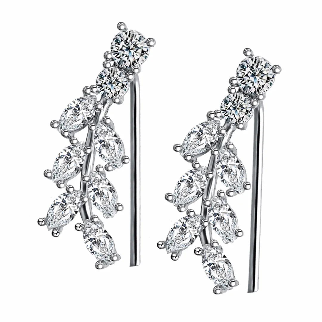 

Charming Bling Leaf Ear Cuff Climbers Earrings Chic Cubic Zirconia Clip Earrings Brincos Femme Bijoux Jewelry