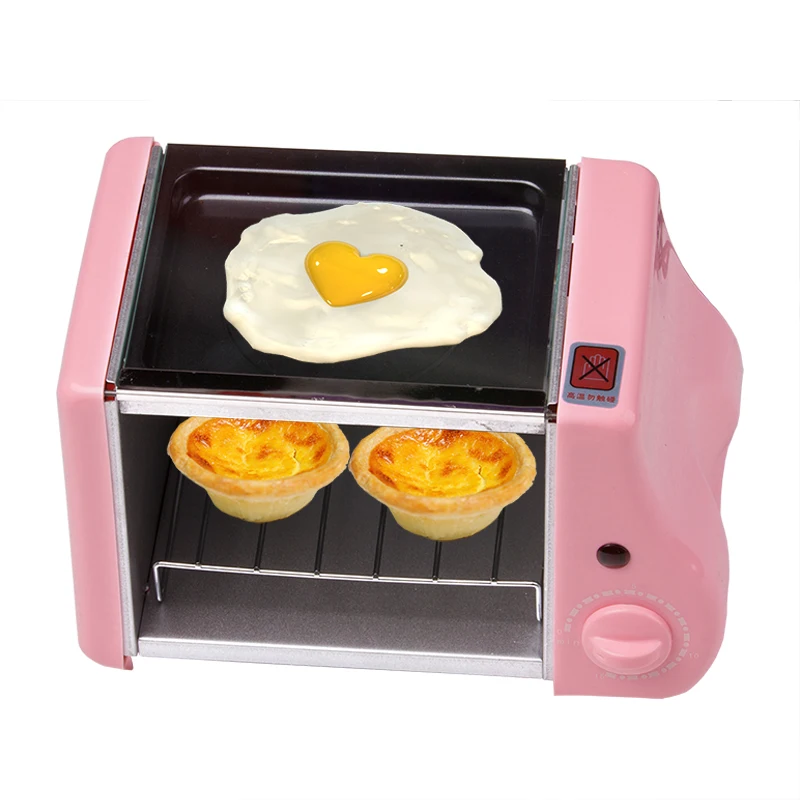 

220V 1.5L 220w Mini Breakfast machine electric oven Grilled Timing control Explosion-proof glass door 22x14x13cm