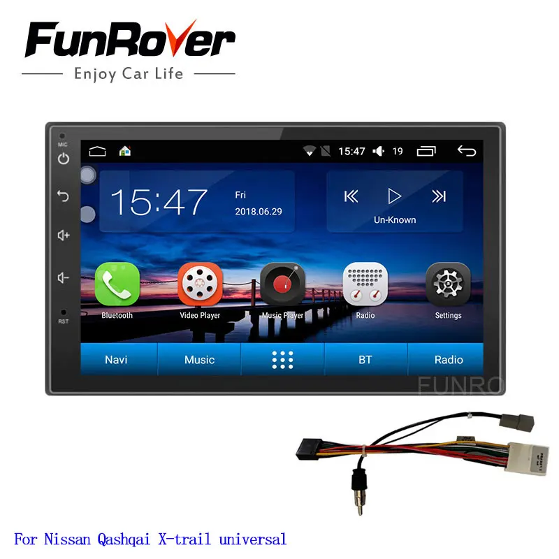 

Funrover 4 core 2 din car dvd multimedia player Android 8.0 For Nissan Qashqai X-trail universal car radio stereo gps navigation