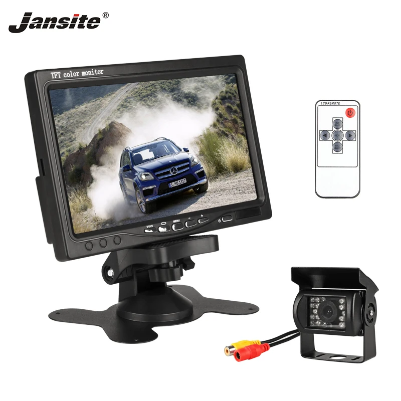 

Jansite 7" Wired Car Monitor TFT LCD Car Rear View onitor Parking Rearview System for Backup Camera support DVD Fit Bus, Truck