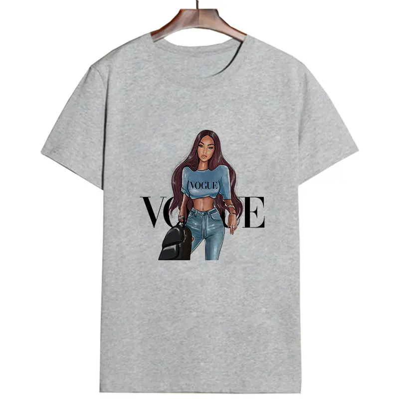 Женская футболка Vogue с надписью Harajuku женская футболка для отдыха модная Эстетическая футболка Летняя Tumblr винтажная уличная одежда Tumblr - Цвет: 2075-gray