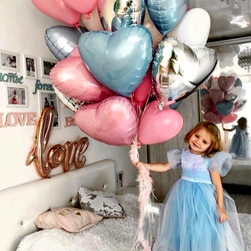 

1Set 18inch 24inch Heart Foil Balloons Children Baby Shower Globos Helium Gold Balloon 1st Party Supplies Wedding Decorations