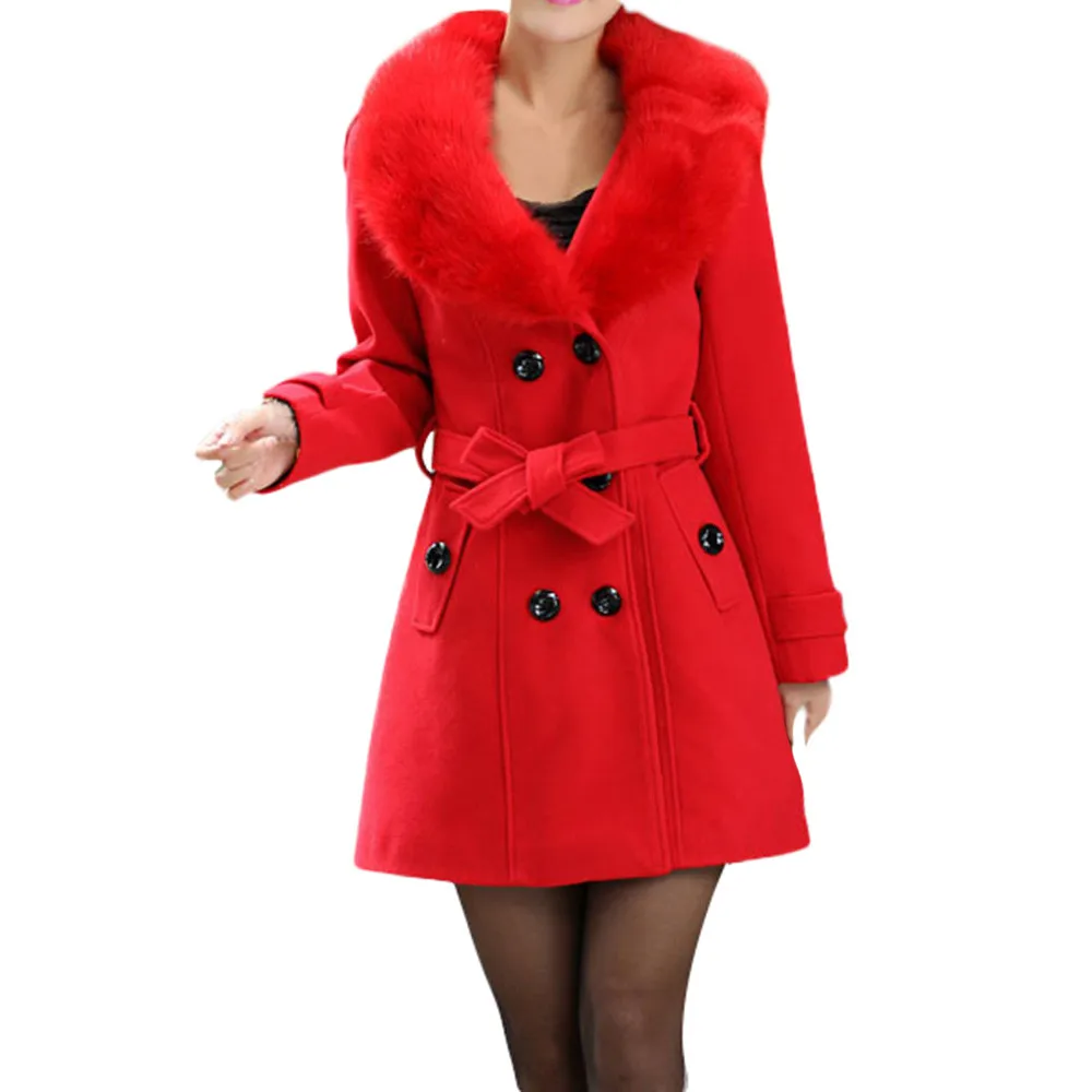 Femmes Outwear M Manches Ceintures Pardessus bw À Pc Laine Bk ye D'hiver Veste Revers pk Solide Klv Bouton Trench 1 Manteau 5xl Longues Polyester rd Z1010 gy PawTqopt