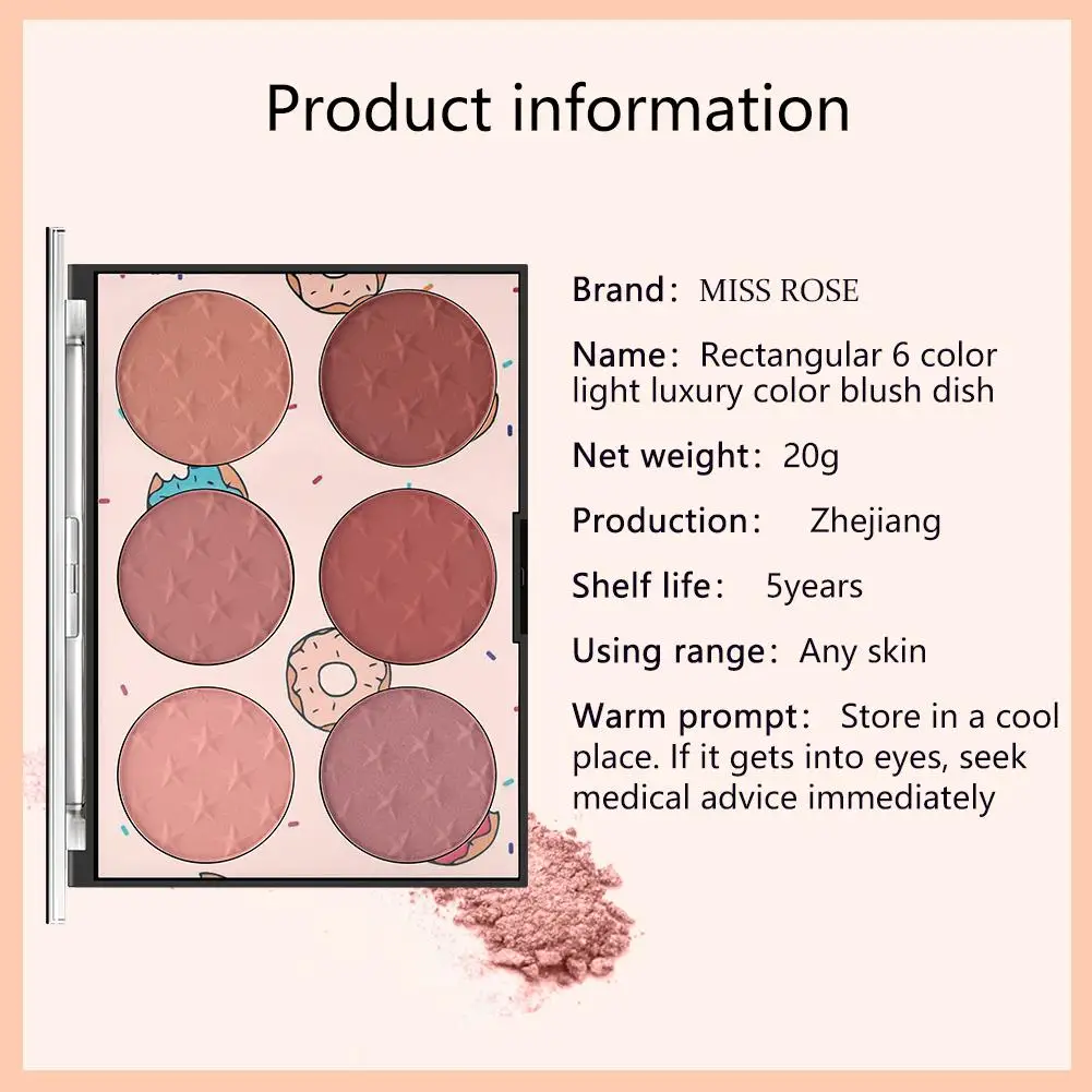 6 Colors Blush Palette Face Mineral Pigment Powder Natural Makeup Eyeshadow Charming Color Contour Shadow Professional