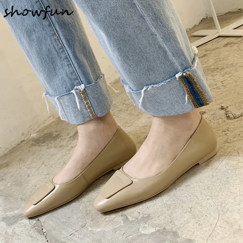 

Plus size 43 women's genuine leather slip-on ballet flats high quality leisure espadrilles daily moccasins causla slipons shoes