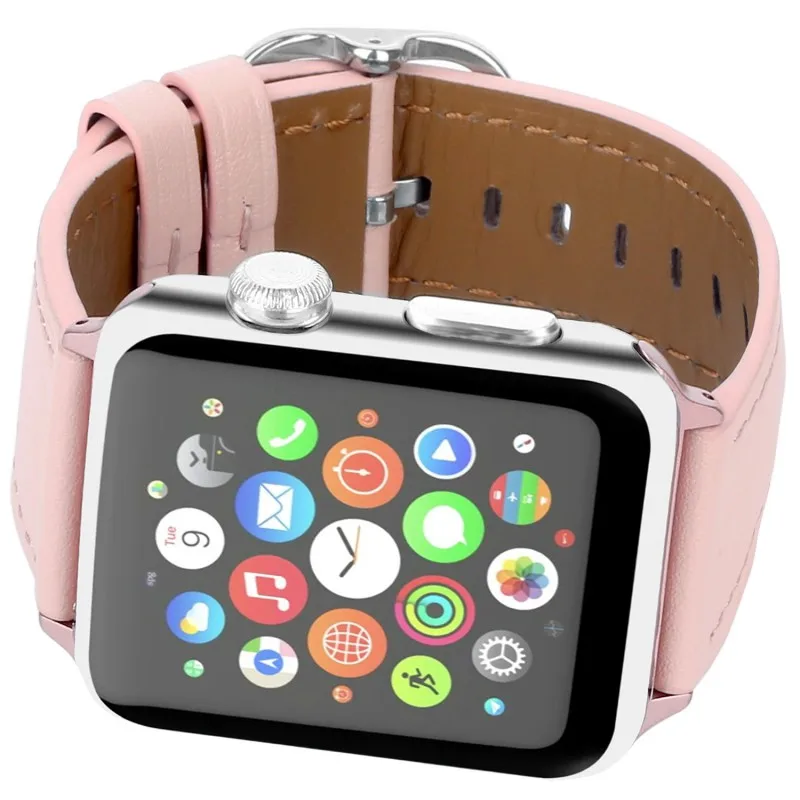 Классический ремешок из натуральной кожи для Apple Watch iWatch Band 44 мм 42 мм 40 мм 38 мм Серия 1 2 3 4 браслет металлическая Пряжка ремешок для часов
