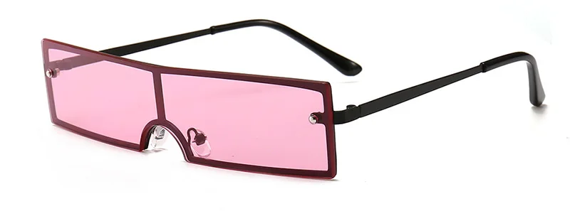 SHAUNA трендовые маленькие прямоугольные солнцезащитные очки без оправы Женские Ретро прозрачные розовые красные оранжевые солнцезащитные очки с интегрированными линзами UV400 - Цвет линз: Pink