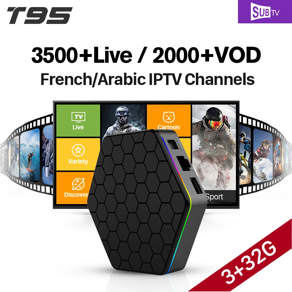 T95Z plus Android 7,1 3 ГБ 32 ГБ IP tv Box с SUB ТВ-кодом 3500 каналов 2000VOD Europen Бельгия Италия арабский французский IPTV приставка